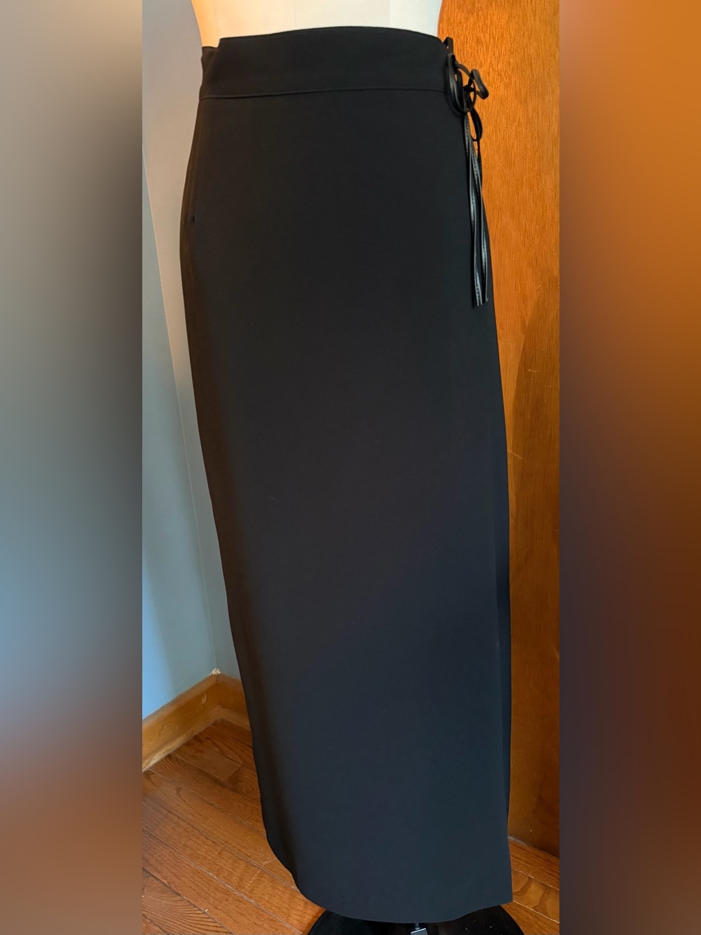 VTG Sport Collection Black midi wrap Pencil Skirt with Side Tie Detail